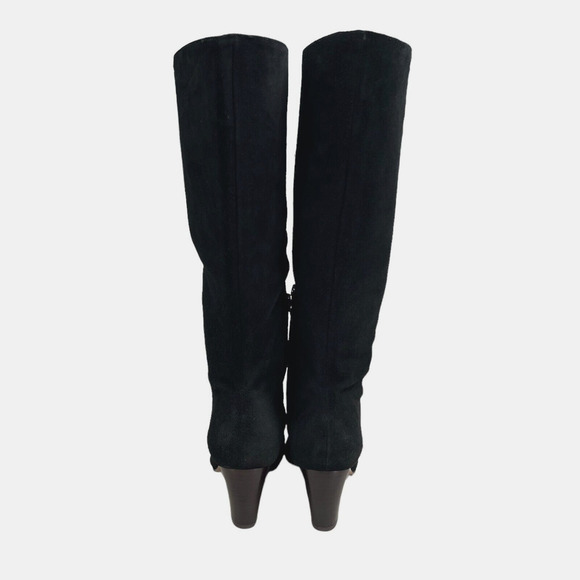 Botkier Sharon Boots Tall Black Suede Leather Block Heel Side Zip Women Size 7.5 - Picture 2 of 8